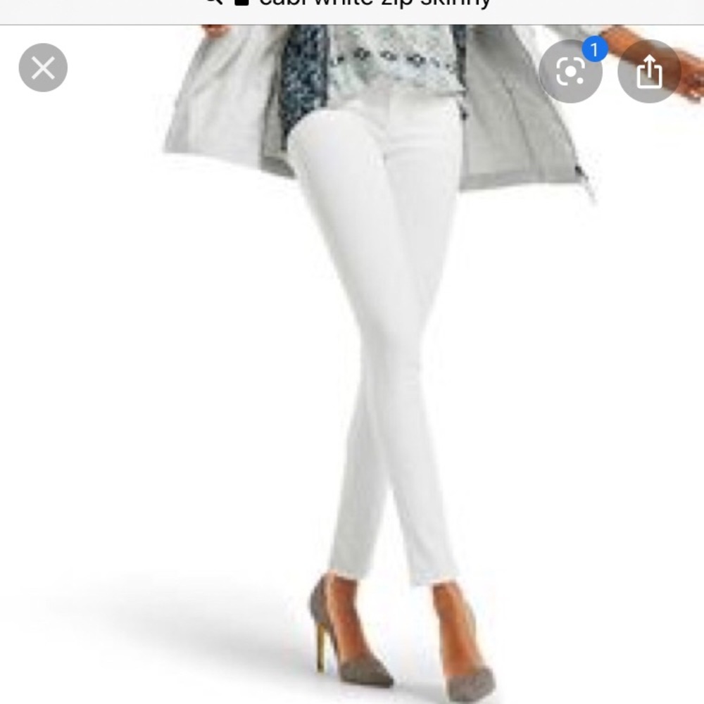 CAbi Zip Curvy Skinny White Jeans
